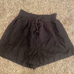 Black linen shorts